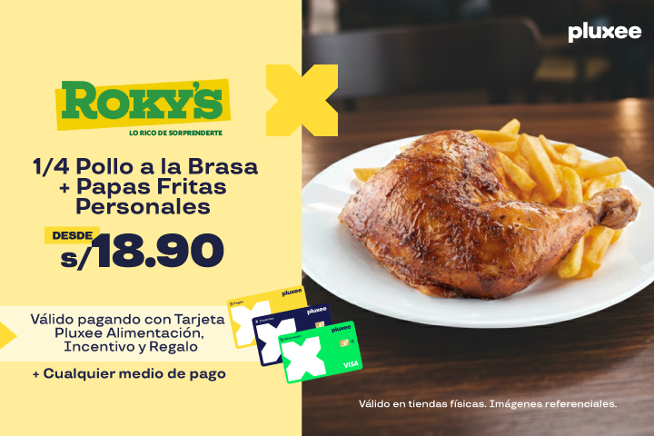 DESDE S/18.90. 1/4 POLLO A LA BRASA + PAPAS FRITAS PERSONALES. EL PRECIO VARIA SEGÚN TIENDA.
